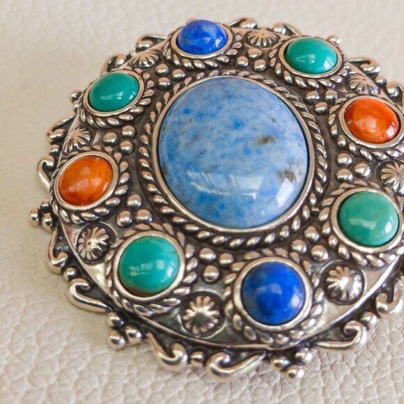 Carolyn Pollack Relios Sterling Silver Multi-Stone Pendant Brooch - Picture 5 of 6